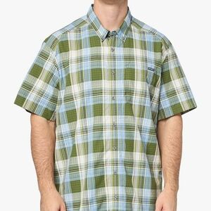 Men's Green Plaid Short Sleeve Shirt